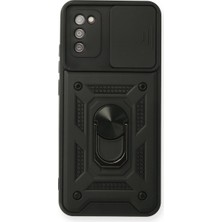 Samsung Galaxy A03S Kılıf Pars Lens Yüzüklü Silikon - Siyah