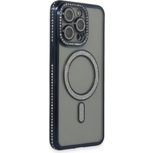 Iphone 15 Pro Max Kılıf Joke Simli Magneticsafe Kılıf - Lacivert