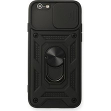 Iphone 6 Kılıf Pars Lens Yüzüklü Silikon - Siyah