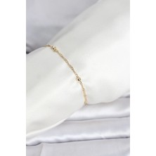cm 14K Gold Renk Burgu Topçuk Model Kadın Bileklik