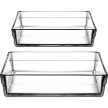 Paşabahçe Premium Borcam Seti Kare Tepsi 159129 2400CC+4100CC Şeffaf Renkli Dayanıklı Malzeme Özellikleri