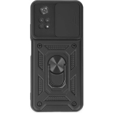 Poco M4 Pro 4g Kılıf Pars Lens Yüzüklü Silikon - Siyah