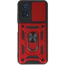 Poco M4 Pro 4g Kılıf Pars Lens Yüzüklü Silikon - Kırmızı