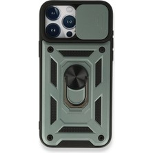 Iphone 15 Pro Kılıf Pars Lens Yüzüklü Silikon - Yeşil