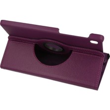 Samsung Galaxy T220 Tab A7 Lite 8.7 Kılıf 360 Tablet Deri Kılıf - Mürdüm