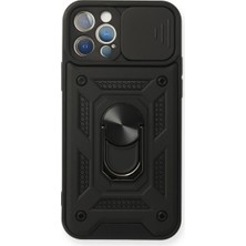 Iphone 12 Pro Kılıf Pars Lens Yüzüklü Silikon - Siyah