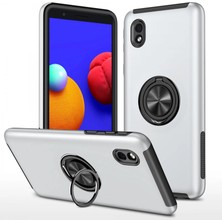 Samsung Galaxy A01 Core Kılıf Elit Yüzüklü Kapak - Gümüş