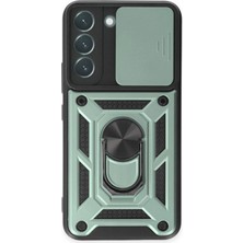 Samsung Galaxy S23 Kılıf Pars Lens Yüzüklü Silikon - Yeşil