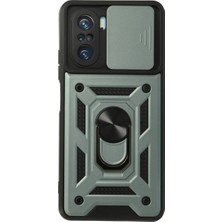 Poco F3 Kılıf Pars Lens Yüzüklü Silikon - Yeşil