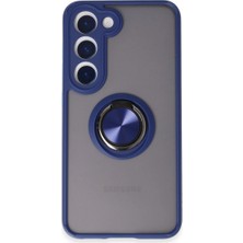 Samsung Galaxy S23 Kılıf Montreal Yüzüklü Silikon Kapak - Lacivert