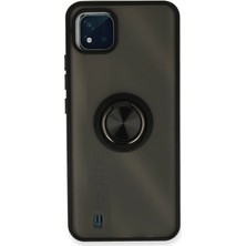 Realme C11 2021 Kılıf Montreal Yüzüklü Silikon Kapak - Siyah