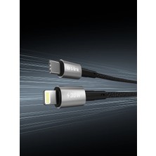 S-link Armor MCL-01 30W 1m Type-C to Lightning PD Örgülü Metal Başlıklı Siyah Hızlı Şarj Kablosu