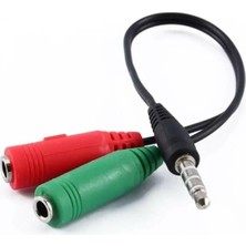 Powermaster PM-2697 3.5 mm Stereo Erkek Kulaklık 3 Çizgili + 2 x Stereo Dişi Mikrofon Hoparlör Çokl