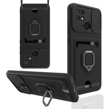 Redmi 10C Kılıf Zuma Kartvizitli Yüzüklü Silikon - Siyah