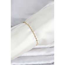 cm 14K Gold Renk Yassı Ezme Burgu Model Kadın Bileklik