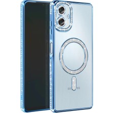 Samsung Galaxy A06 Joke Simli Magneticsafe Kılıf - Mavi