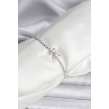 Kelebek Model Zirkon Taşlı Gümüş Renk Pirinç Su Yolu Kadın Bileklik