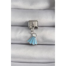 Çelik Gümüş Renk Mavi Renk Sallantı Elbise Model Nomination Charm