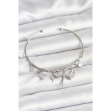 Yusufçuk Charmlı Gümüş Renk Pirinç Kadın Bileklik