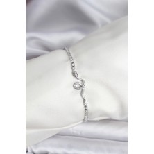 Yılan Model Zirkon Taşlı Gümüş Renk Pirinç Su Yolu Kadın Bileklik