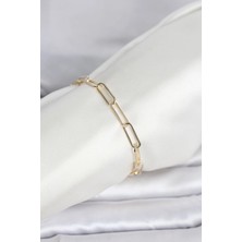 cm 14K Gold Renk Kalın Ataç Zincir Model Kadın Bileklik