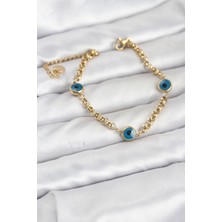 Çelik Nazar Model Gold Renk Kadın Bileklik