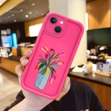 HONTINGA iPhone 15 Plus ile Uyumlu Kılıfı Düşüme Önleyici Basitlik Anti Düşme Kamera Korumali Şirin Çiçek Desen Gül Kırmızı Yumuşak Silikon Telefon Kılıfı Kadın ve Erkek Için Uygundur K8-0103