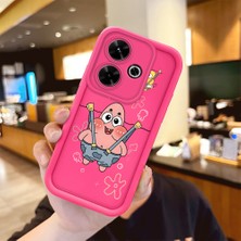 HONTINGA Poco M6 ile Uyumlu Kılıfı Düşüme Önleyici Basitlik Anti Düşme Kamera Korumali Şirin Sünger Bob Desen Gül Kırmızı Yumuşak Silikon Telefon Kılıfı Kadın ve Erkek Için Uygundur K8-0104