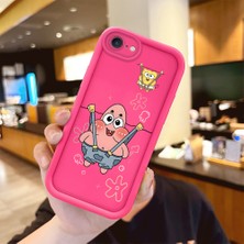 HONTINGA iPhone 8 ile Uyumlu Kılıfı Düşüme Önleyici Basitlik Anti Düşme Kamera Korumali Şirin Sünger Bob Desen Gül Kırmızı Yumuşak Silikon Telefon Kılıfı Kadın ve Erkek Için Uygundur K8-0104