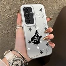 HONTINGA Samsung Galaxy S24 Plus ile Uyumlu Kılıfı Silikon Kenar Sert Arka Düşüme Önleyici Basitlik Anti Düşme Kamera Korumali Gitar Desen Telefon Kılıfı Kadın ve Erkek Için Uygundur K1-0849