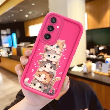 HONTINGA Samsung Galaxy S23 Fe ile Uyumlu Kılıfı Düşüme Önleyici Basitlik Anti Düşme Kamera Korumali Şirin Kedi Desen Gül Kırmızı Yumuşak Silikon Telefon Kılıfı Kadın ve Erkek Için Uygundur K8-0086