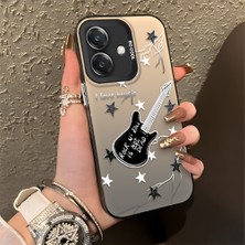 HONTINGA Oppo A3 5g ile Uyumlu Kılıfı Silikon Kenar Sert Arka Düşüme Önleyici Basitlik Anti Düşme Kamera Korumali Gitar Desen Telefon Kılıfı Kadın ve Erkek Için Uygundur K1-0849