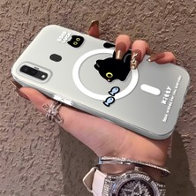 HONTINGA Samsung Galaxy A20 ile Uyumlu Kılıfı Silikon Kenar Sert Arka Düşüme Önleyici Basitlik Anti Düşme Kamera Korumali Yaratıcı Desen Telefon Kılıfı Kadın ve Erkek Için Uygundur K1-0848