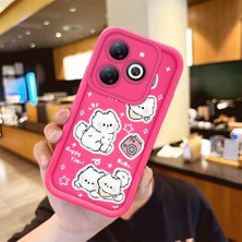 HONTINGA Tecno Spark Go 2024 ile Uyumlu Kılıfı Düşüme Önleyici Basitlik Anti Düşme Kamera Korumali Şirin Kedi Desen Gül Kırmızı Yumuşak Silikon Telefon Kılıfı Kadın ve Erkek Için Uygundur K8-0087