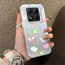 HONTINGA Poco X7 ile Uyumlu Kılıfı Silikon Kenar Sert Arka Düşüme Önleyici Basitlik Anti Düşme Kamera Korumali Küçük Kelebek Desen Telefon Kılıfı Kadın ve Erkek Için Uygundur K1-0851