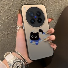 HONTINGA Vivo X300 Pro ile Uyumlu Kılıfı Silikon Kenar Sert Arka Düşüme Önleyici Basitlik Anti Düşme Kamera Korumali Kedi Desen Telefon Kılıfı Kadın ve Erkek Için Uygundur K1-0845
