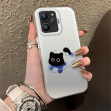 HONTINGA Xiaomi Redmi 12 ile Uyumlu Kılıfı Silikon Kenar Sert Arka Düşüme Önleyici Basitlik Anti Düşme Kamera Korumali Kedi Desen Telefon Kılıfı Kadın ve Erkek Için Uygundur K1-0845
