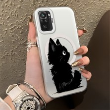 HONTINGA Xiaomi Redmi Note 10 ile Uyumlu Kılıfı Silikon Kenar Sert Arka Düşüme Önleyici Basitlik Anti Düşme Kamera Korumali Kedi Desen Telefon Kılıfı Kadın ve Erkek Için Uygundur K1-0850