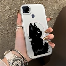 HONTINGA Realme C15 ile Uyumlu Kılıfı Silikon Kenar Sert Arka Düşüme Önleyici Basitlik Anti Düşme Kamera Korumali Kedi Desen Telefon Kılıfı Kadın ve Erkek Için Uygundur K1-0850