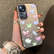 HONTINGA Xiaomi Mi 12T Pro ile Uyumlu Kılıfı Silikon Kenar Sert Arka Düşüme Önleyici Basitlik Anti Düşme Kamera Korumali Küçük Kelebek Desen Telefon Kılıfı Kadın ve Erkek Için Uygundur K1-0851