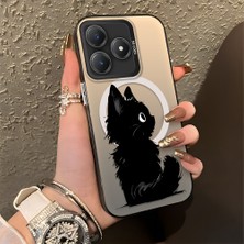 HONTINGA Realme C63 ile Uyumlu Kılıfı Silikon Kenar Sert Arka Düşüme Önleyici Basitlik Anti Düşme Kamera Korumali Kedi Desen Telefon Kılıfı Kadın ve Erkek Için Uygundur K1-0850