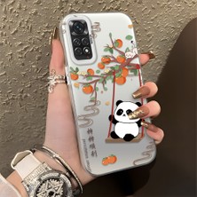 HONTINGA Xiaomi Redmi Note 11 ile Uyumlu Kılıfı Silikon Kenar Sert Arka Düşüme Önleyici Basitlik Anti Düşme Kamera Korumali Kedi Panda Telefon Kılıfı Kadın ve Erkek Için Uygundur K1-0846