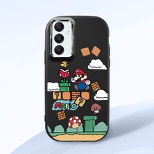 HONTINGA Samsung Galaxy A25 ile Uyumlu Kılıfı Kamera Korumalı Düşüme Önleyici Basitlik Siyah Yumuşak Silikon Telefon Kılıfı Mario Desenli K4-0181