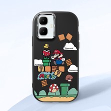 HONTINGA Tecno Spark Go 2 ile Uyumlu Kılıfı Kamera Korumalı Düşüme Önleyici Basitlik Siyah Yumuşak Silikon Telefon Kılıfı Mario Desenli K4-0181