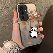 HONTINGA Samsung Galaxy S25 Fe ile Uyumlu Kılıfı Silikon Kenar Sert Arka Düşüme Önleyici Basitlik Anti Düşme Kamera Korumali Kedi Panda Telefon Kılıfı Kadın ve Erkek Için Uygundur K1-0846
