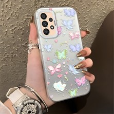HONTINGA Samsung Galaxy A33 ile Uyumlu Kılıfı Silikon Kenar Sert Arka Düşüme Önleyici Basitlik Anti Düşme Kamera Korumali Küçük Kelebek Desen Telefon Kılıfı Kadın ve Erkek Için Uygundur K1-0851
