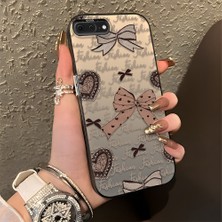 HONTINGA iPhone 8 Plus ile Uyumlu Kılıfı Silikon Kenar Sert Arka Düşüme Önleyici Basitlik Anti Düşme Kamera Korumali Fiyonk Desen Telefon Kılıfı Kadın ve Erkek Için Uygundur K1-0844