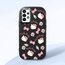 HONTINGA Samsung Galaxy A04S ile Uyumlu Kılıfı Kamera Korumalı Düşüme Önleyici Basitlik Siyah Yumuşak Silikon Telefon Kılıfı Hello Kitty Desenli K4-0182