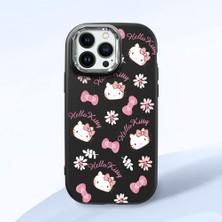 HONTINGA iPhone 14 Pro ile Uyumlu Kılıfı Kamera Korumalı Düşüme Önleyici Basitlik Siyah Yumuşak Silikon Telefon Kılıfı Hello Kitty Desenli K4-0182