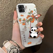 HONTINGA Samsung Galaxy A03 ile Uyumlu Kılıfı Silikon Kenar Sert Arka Düşüme Önleyici Basitlik Anti Düşme Kamera Korumali Kedi Panda Telefon Kılıfı Kadın ve Erkek Için Uygundur K1-0846